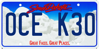 SD license plate 0CEK30