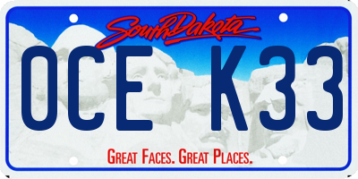 SD license plate 0CEK33