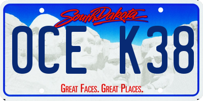 SD license plate 0CEK38