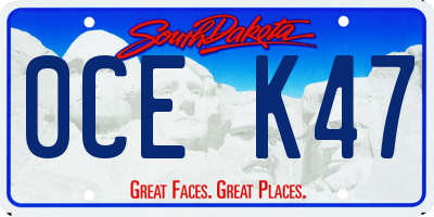 SD license plate 0CEK47
