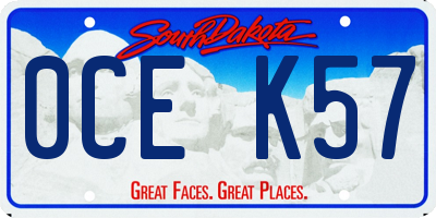 SD license plate 0CEK57