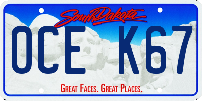 SD license plate 0CEK67