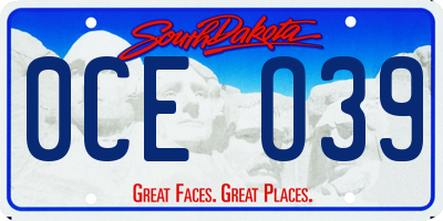 SD license plate 0CEO39