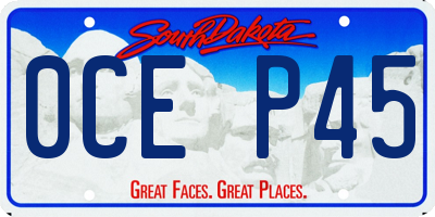 SD license plate 0CEP45
