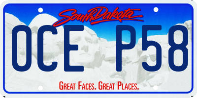 SD license plate 0CEP58