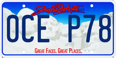 SD license plate 0CEP78