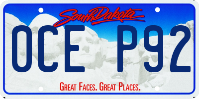 SD license plate 0CEP92