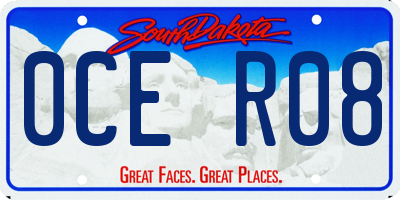 SD license plate 0CER08