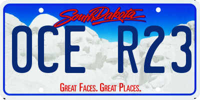 SD license plate 0CER23