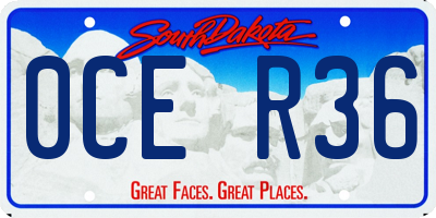 SD license plate 0CER36