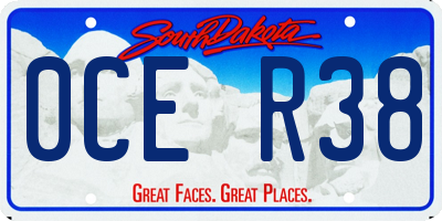 SD license plate 0CER38