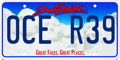 SD license plate 0CER39