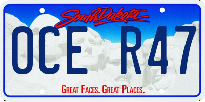 SD license plate 0CER47