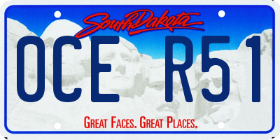 SD license plate 0CER51