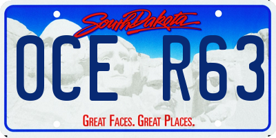 SD license plate 0CER63