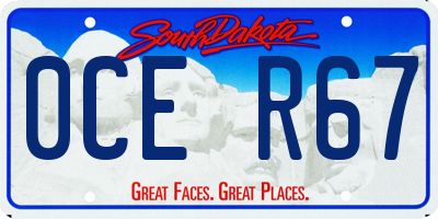 SD license plate 0CER67