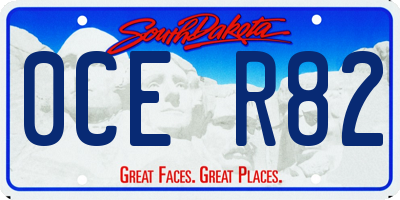 SD license plate 0CER82