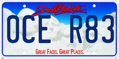 SD license plate 0CER83