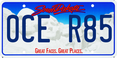 SD license plate 0CER85