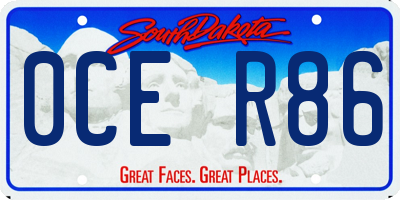 SD license plate 0CER86