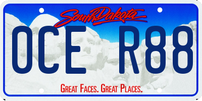 SD license plate 0CER88