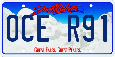 SD license plate 0CER91