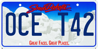 SD license plate 0CET42