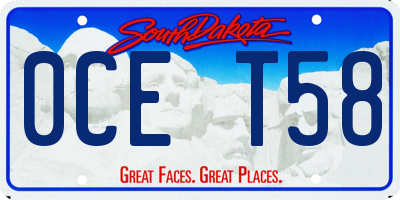 SD license plate 0CET58