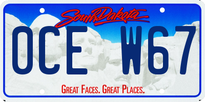 SD license plate 0CEW67
