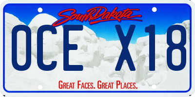 SD license plate 0CEX18