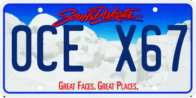 SD license plate 0CEX67