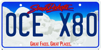 SD license plate 0CEX80