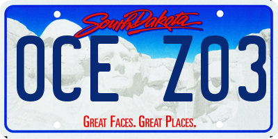 SD license plate 0CEZ03