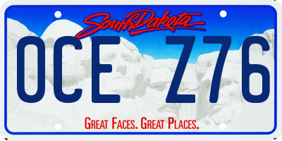 SD license plate 0CEZ76