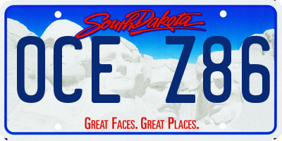 SD license plate 0CEZ86