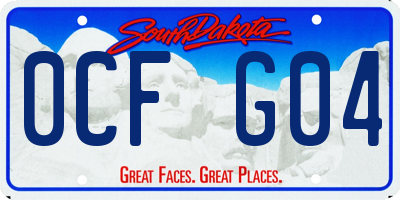 SD license plate 0CFG04