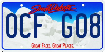SD license plate 0CFG08