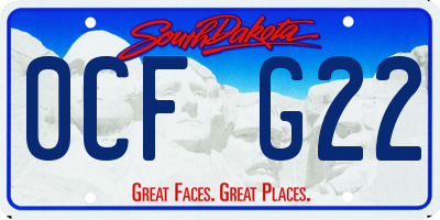 SD license plate 0CFG22