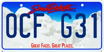 SD license plate 0CFG31