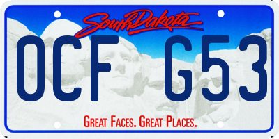 SD license plate 0CFG53
