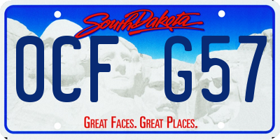 SD license plate 0CFG57