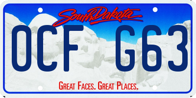 SD license plate 0CFG63