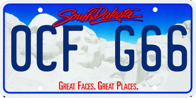 SD license plate 0CFG66
