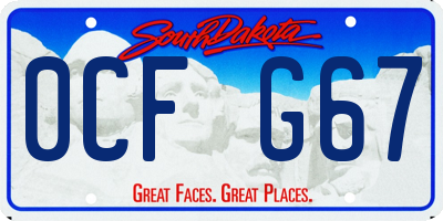 SD license plate 0CFG67