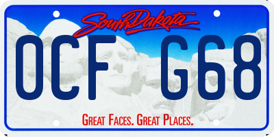 SD license plate 0CFG68