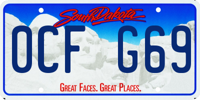 SD license plate 0CFG69