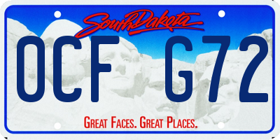 SD license plate 0CFG72
