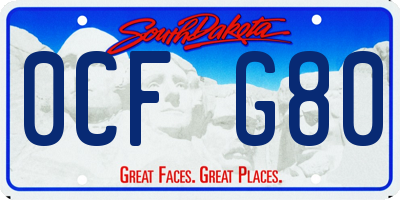 SD license plate 0CFG80