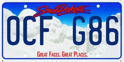 SD license plate 0CFG86