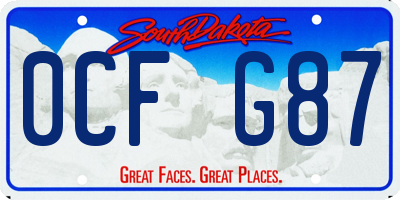 SD license plate 0CFG87